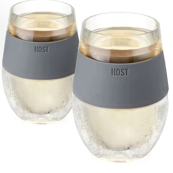 HOST WINE FREEZE COOLING CUPS IN GREY SET OF 2 -Each hold 8.5oz - Picture 1 of 6